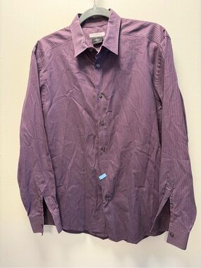 Men’s Versace Collection Striped Burgundy and Gray Shirt Md in Turkey 41 EUC